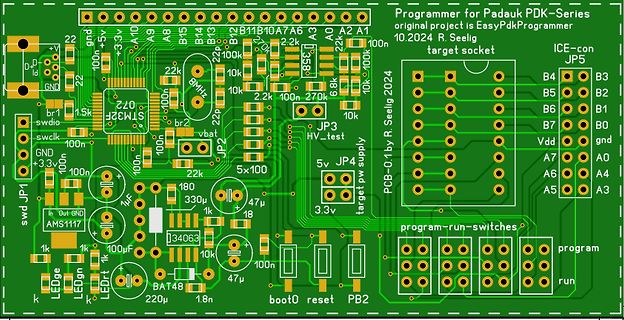 PCB-Layout eines Programmers für Padauk PDK-Serie