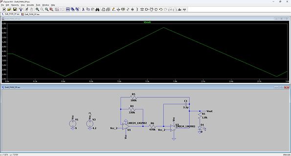 LTspice Schaltplan und Simulationsergebnis