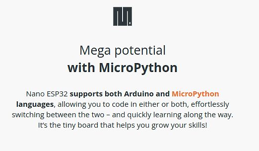 Werbetext für Nano ESP32 mit MicroPython