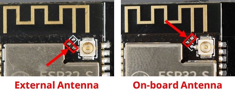 Vergleich externer und On-board Antenne auf ESP32 Modul
