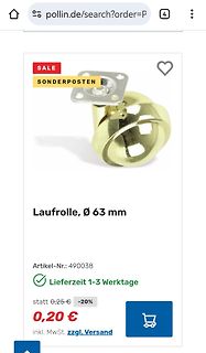 Screenshot eines Online-Shops für eine Laufrolle