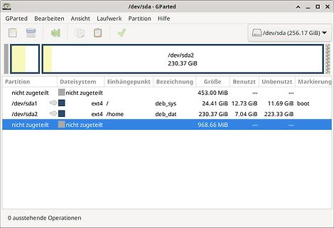 GParted Partition Manager Fenster
