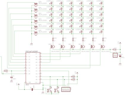Schaltplan mit PIC16F1828P und LED-Ansteuerung