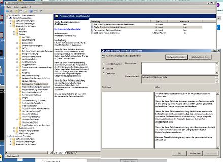 Windows-Einstellungen zur Cache-Energiesparmodus-Konfiguration