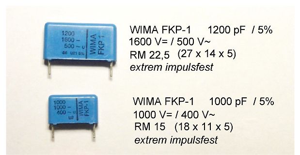 WIMA FKP-1 Kondensatoren mit technischen Daten