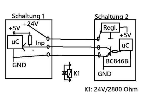 Schaltplan zweier Schaltungen mit Mikrocontroller und Transistor