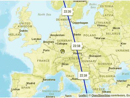 Landkarte von Europa mit Zeitangaben