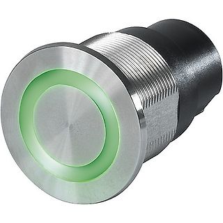 Metallischer Druckknopf mit grünem LED-Ring