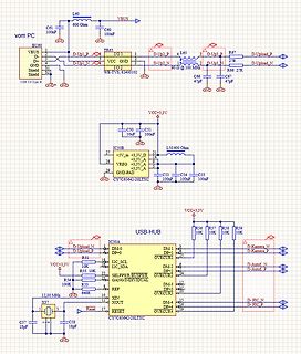 Schaltplan einer USB-Verbindung mit CY7C65642-28LTXC