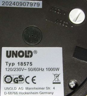 Typenschild eines UNOLD Geräts