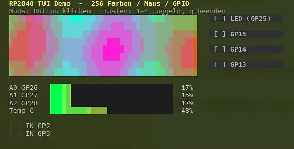 Software-Demo für RP2040 mit GPIO-Statusanzeige