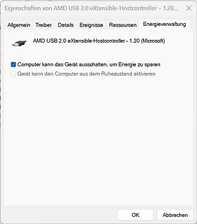 Windows Eigenschaften-Dialog für AMD USB Hostcontroller