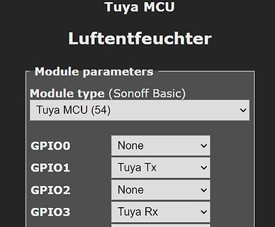 Software-Einstellung für Tuya MCU Luftentfeuchter