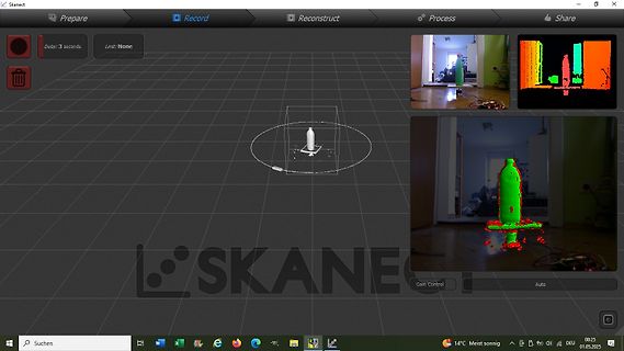 Softwareoberfläche zur 3D-Erfassung eines Objekts