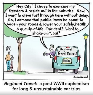 Politischer Comic über Pendlerverkehr und Stadtplanung