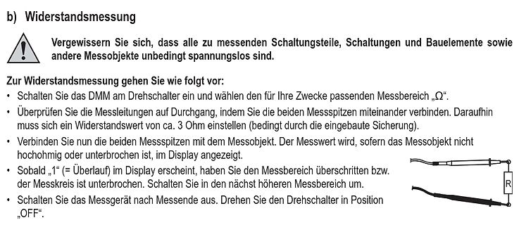 Anleitung zur Widerstandsmessung