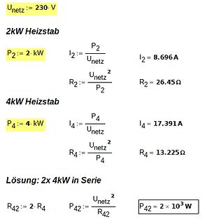 Mathematische Berechnungen zu Heizstäben