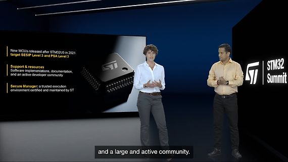 Präsentation der STM32 Summit mit zwei Personen