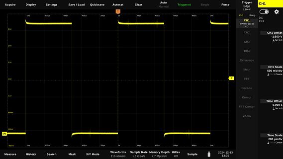 Oszilloskop-Messung eines digitalen Signals