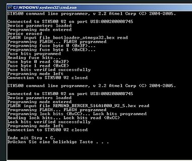 STK500 Command Line Programmer Log