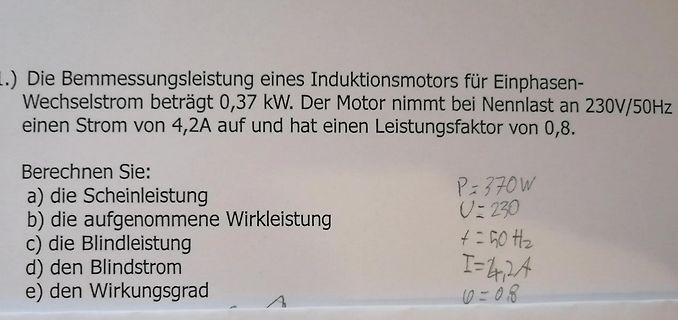 Textaufgabe zu einem Induktionsmotor