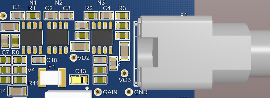 CAD-Ansicht eines Leiterplatten-Layouts