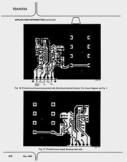 Leiterplatten-Layout und Leiterbahnenansicht TDA1072A