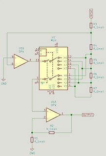 Schaltplan mit Multiplexer und Operationsverstärkern