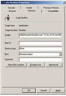 Windows Eigenschaften-Dialogfeld einer Verknüpfung
