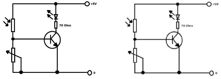 Schaltplan mit Transistor, LED und Widerständen