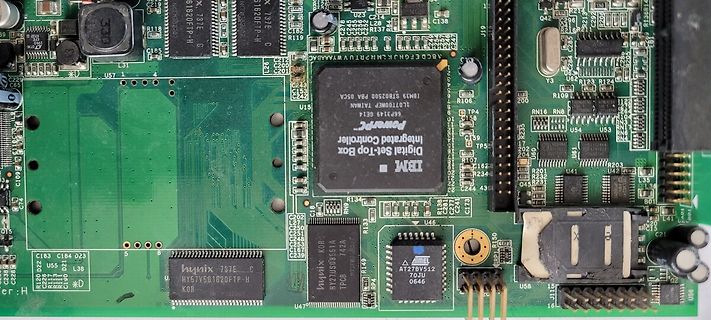 Detailaufnahme einer Leiterplatte mit IBM PowerPC Controller