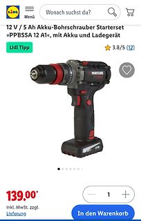 Lidl Onlineshop Produktseite Akku-Bohrschrauber