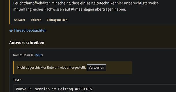 Ausschnitt eines Internetforums mit Textbeitrag