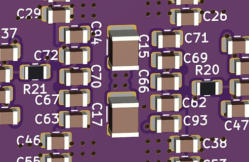 Ausschnitt eines PCB-Layouts mit SMD-Bauteilen