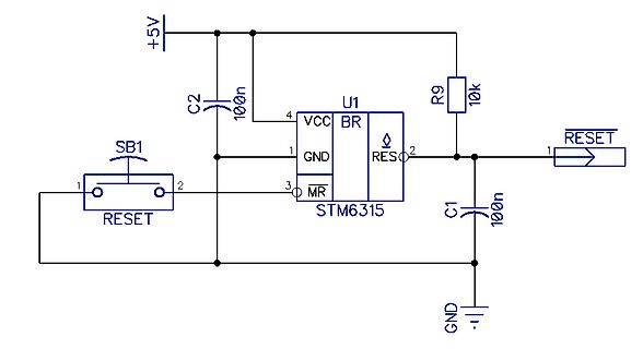 Schaltplan eines Reset-Schaltkreises mit STM6315