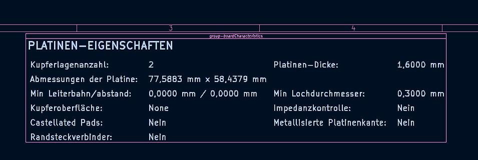 Tabelle mit Leiterplatten-Eigenschaften