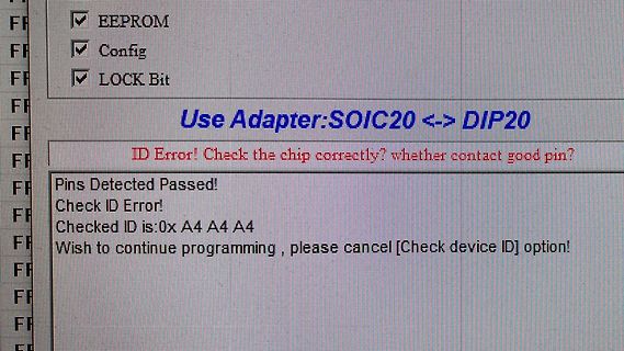 Fehlermeldung bei Chip-Programmierung auf Monitor