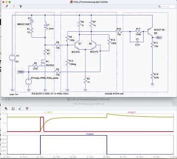 Schaltplan und Simulationsergebnis eines PWM-Schaltkreises