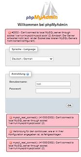 phpMyAdmin Fehlermeldung MySQL Verbindungsproblem