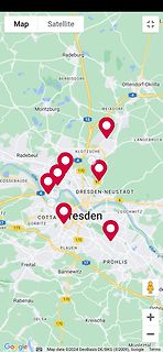 Google Maps Ausschnitt von Dresden und Umgebung