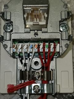Anschluss einer RJ45-Buchse mit verdrahteten Adern