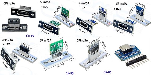 Übersicht verschiedener USB-C Buchsen-Module