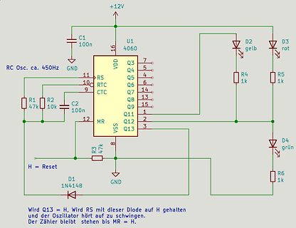Schaltplan mit 4060 IC und LEDs