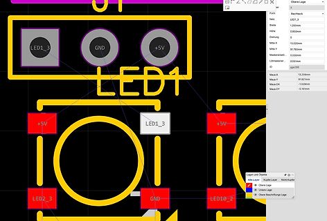 Ausschnitt eines PCB-Layouts in einer CAD-Software