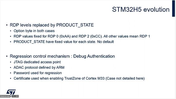 Präsentationsfolie zur STM32H5 Evolution