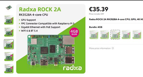 Radxa ROCK 2A Single Board Computer Produktseite