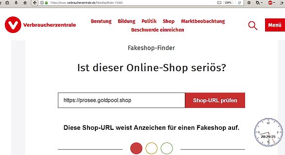Fakeshop-Finder der Verbraucherzentrale