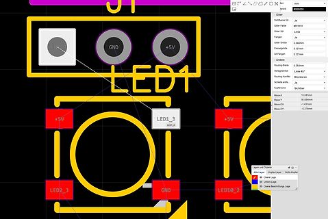 Ausschnitt eines PCB-Layouts in einer CAD-Software