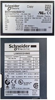 Typenschilder von Schneider Electric Geräten