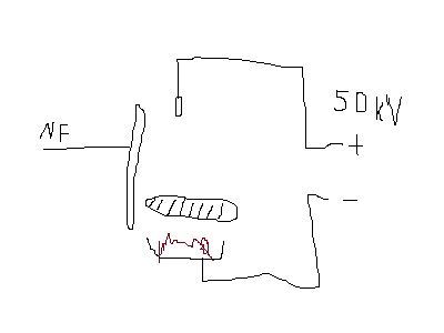 Handgezeichnete Skizze eines Hochspannungsaufbaus